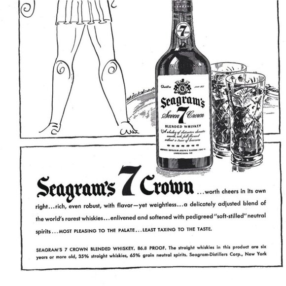 Segram 7 Crown Whiskey 1940s Vintage Print Ad - Picture 3 of 4
